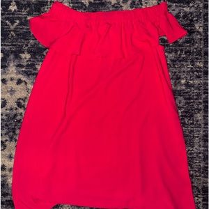 Hot pink off the shoulder dress